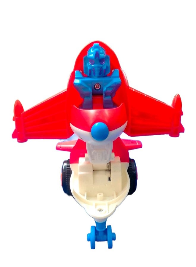 Caught Trendy Cute Character Pull and Push go Back Transforming into Battle Aeroplane Friction Fight Action Figure Toy Vehicle for Kids and Best Birthday Return Gift for Kids 3+ Age. - Image 2